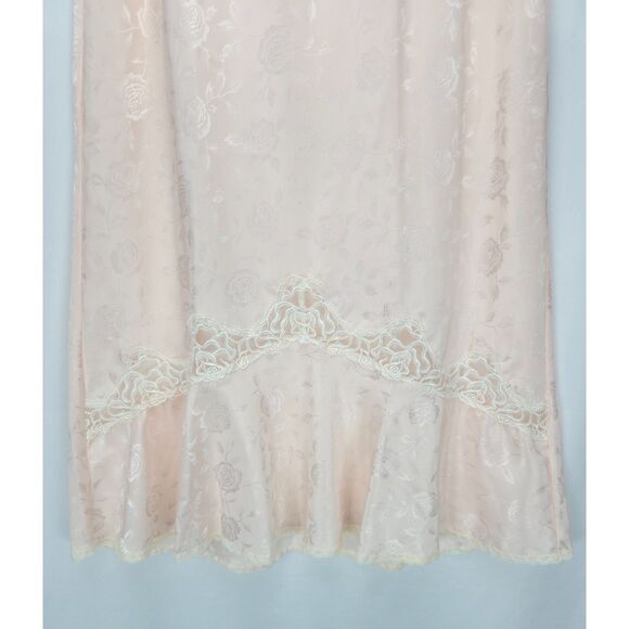 VTG 80s Floral Print Flared Half Slip Skirt Lace Hem Lingerie Fairy Cottagecore - Picture 3 of 6